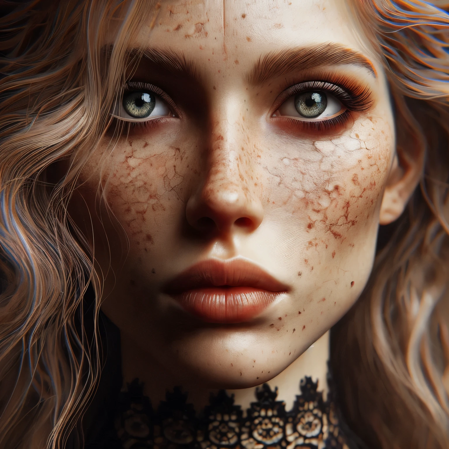 ((close-up portrait,))) masterpiece, a model lace brazier, 8k beautiful 25 year old, (((close-up portrait,))) (Frontal view:1.4), symmetrical face, symmetrical eyes, hyper 8k detailed photo, 8k resolution concept art by greg rutkowski, artgerm, wlop, alphonse Mucha, beeple, caravaggio, hyper- detailed intricately detailed art trending on artstation triadic colors unreal engine 5 volumetric lighting, perfect composition, beautiful detailed intricately insanely detailed octane render trending on artstation, 8 k artistic photography, photorealistic, soft natural volumetric cinematic perfect light, chiaroscuro, masterpiece, oil on canvas, digital painting, symmetrical, illuminating, detailed face, smooth soft skin, ultra-realistic, soft hairs, looking into the camera, sf, intricate artwork ominous, matte painting movie poster, golden ratio, trending on cgsociety, intricate, epic, trending on artstation, highly detailed, vibrant, production cinematic character render, ultra high quality mod