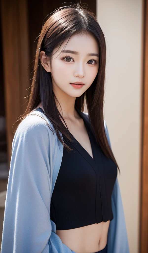 ((best qualtiy、8k masterpieces:1.3))、sharp focus:1.2、(ultra beautiful faces:1.0)、(Slender Abs Beauty:1.0)、(shinny skin:1.0)、photos realistic、A dark-haired、Video Lighting、High-definition eyes and face、Video Lighting、(cowboy shot:1.3)、swim wears、(Korean Cute Actress)、from the front side、medium large breasts、A slight smile、 in kimono