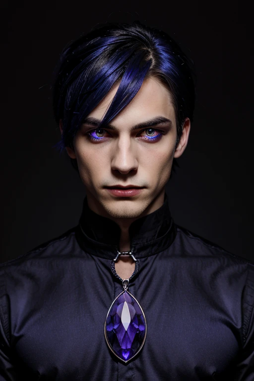 young Man Jinx Edward vampire with big indigo eyes and gems