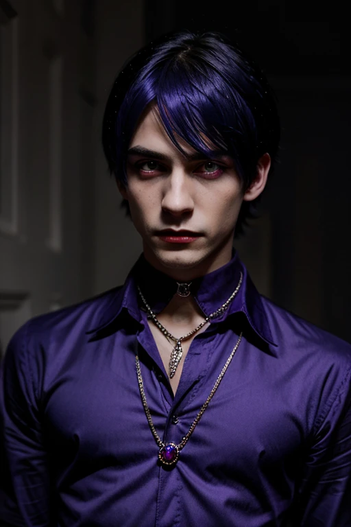 young Man Jinx Edward vampire with big indigo eyes and gems