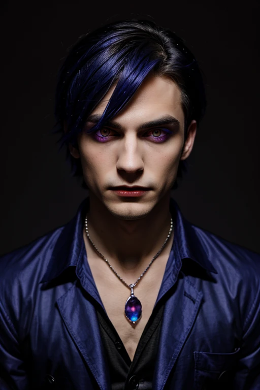 young Man Jinx Edward vampire with big indigo eyes and gems