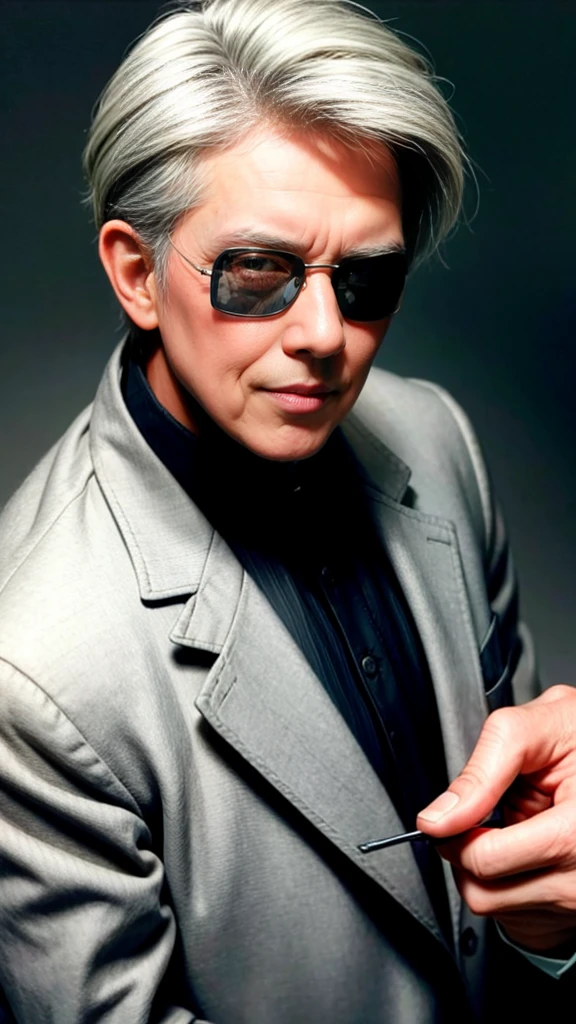 Gray-haired old man wearing an eyepatch