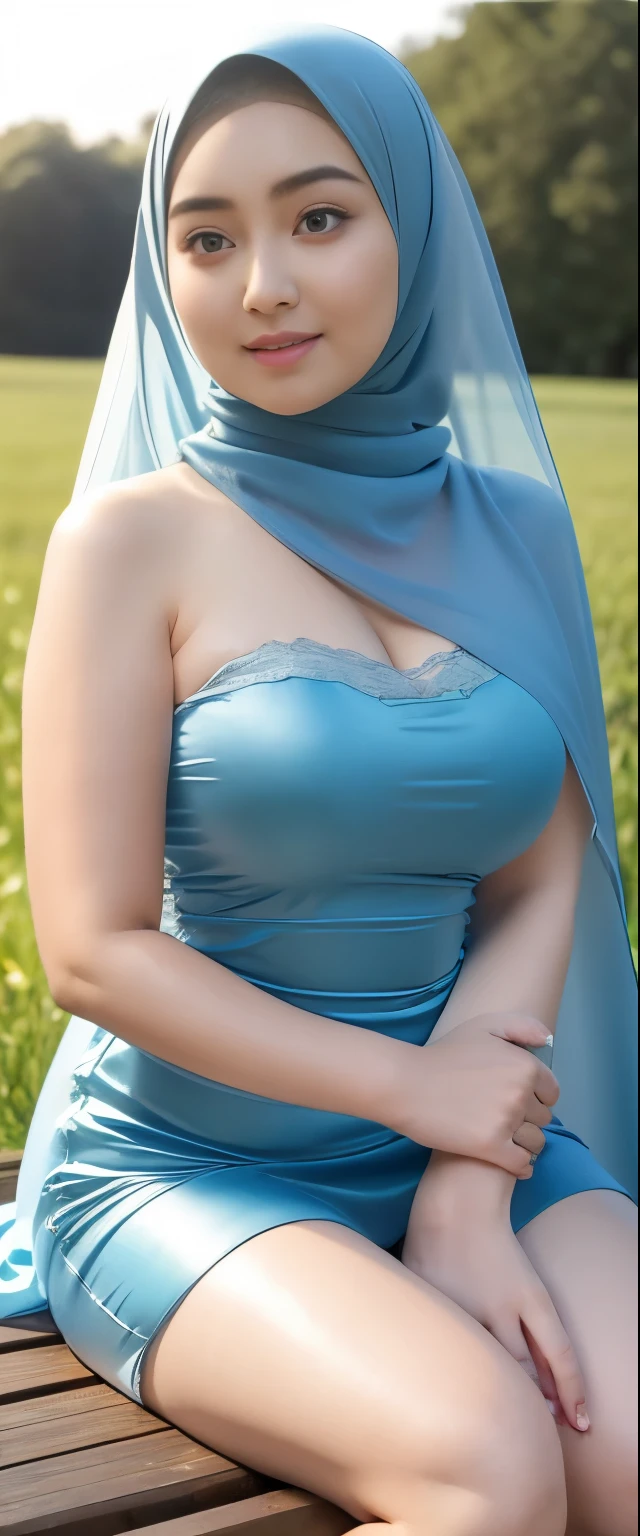 ( Close Up),RAW, Best quality, high resolution, works: 1.3), Beautiful Malay woman in hijab, Masterpiece, fit body, big breasts, beautiful big eyes, Soft smile, beautiful face, woman sitting at a table in a green meadow, traditional beauty, moment sunset, in the field, in the countryside, beautiful woman, with the sunset, wearing a Transparent thight dress, ,, hijab, beautiful woman, with a beautiful appearance, a very beautiful masterpiece, a masterpiece of art, good lighting, Bright colors, Clean lines, chubby body, wide chubby hips, chubby arm, chubby massive thighs , massive cleavage , massive armpits , white armpits , armpit hair , extra-large cleavage, full body , milky white skin , open legs, armpit, wet armpits , open legher open leg , full body , full body 