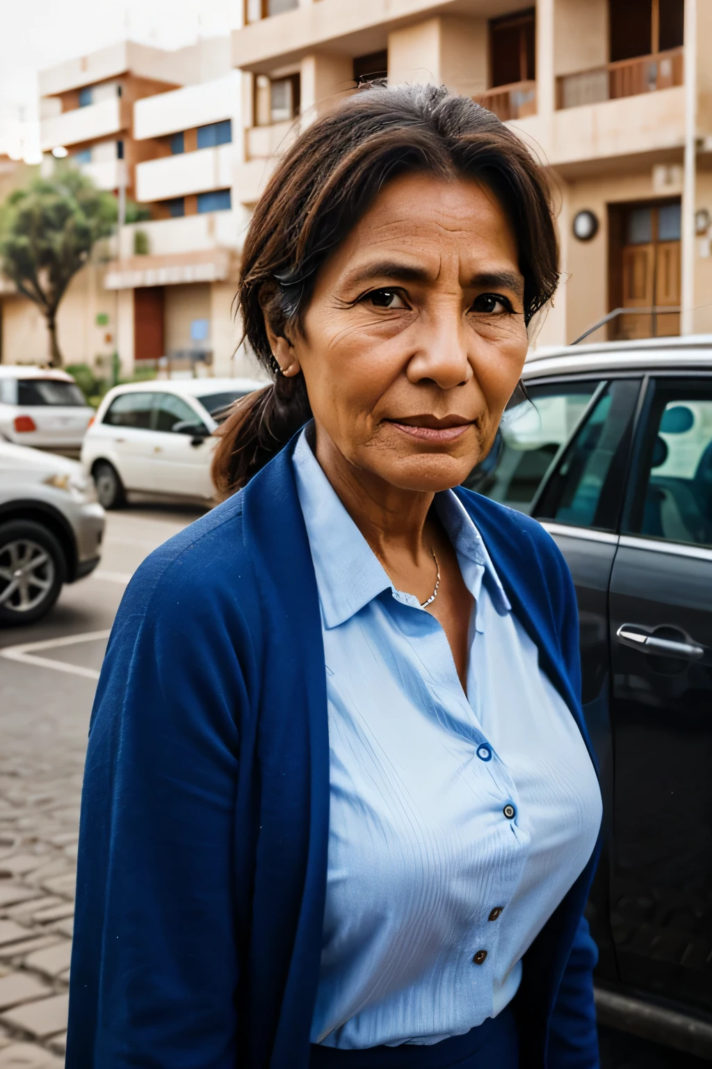 generates a totally realistic image of a 60-year-old woman who lives in the city of Cochabamba and is a lawyer