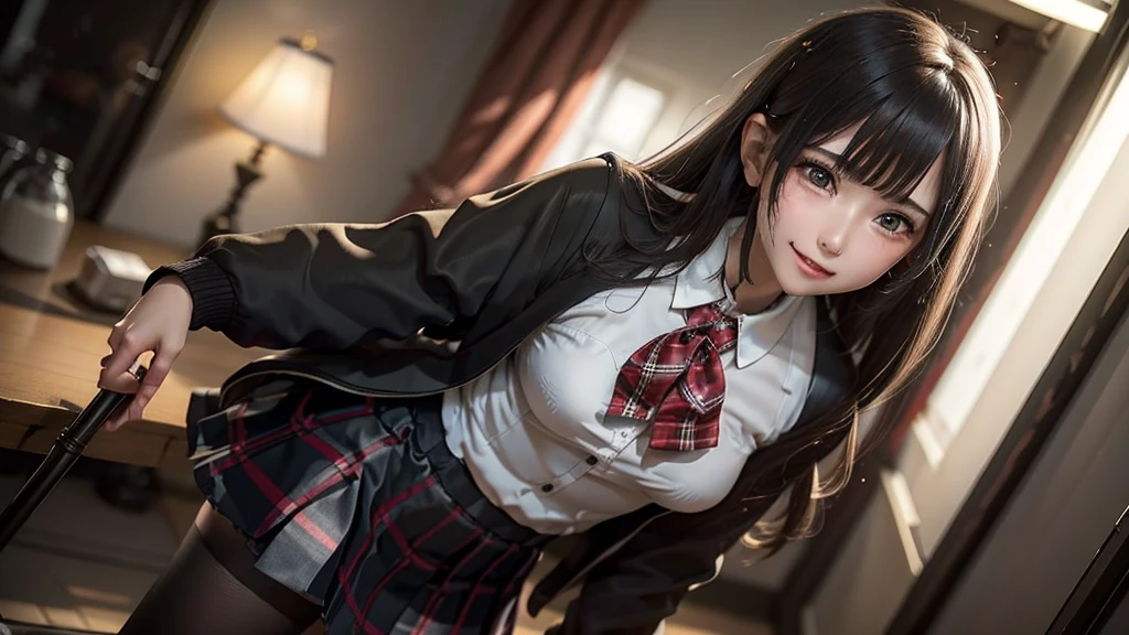 Schoolgirl Blazer、High school girl uniform、Red checked skirt、JK style、jaket、to stand、A slight smil、garterbelts、knee high socks、panthyhose、Beautifying the world、Unhappy、Transcendent beauty、Beautiful shape、wretched、ghosts、wraiths、Evil Spirit、Beautiful、boredom、Unusual beauty、Bewitching、Fornication、Hard Dark Gothic Makeup、twin-tail hair、Black Dark Eyeshadow、slaves、crying how bright、mourn、Sad songs、Good skin luster、Long hair straight hair、Dark Gothic Makeup、Dark smile、Expressions of sexual arousal、Fragrant beauty、age19、seductiv、 Strong sexual pleasure facial expressions、A look of shame、masturbation、Obscene look、Stained glass background、masutepiece、Best Quality、Ultra-detailed、Refers to 5 books、Sweat glitters on my chest、Glitter of sweat on your face、Glitter of sweat on your thighs、Put your hand deep in your crotch、Rubbing the crotch、Panting look、Expression of sexual pleasure in anguish、Sweating profusely、Drunken face、Nasty Woman、Transcendent Bewitching Pose、Nasty poses、Open your legs a little、cross one's leglack frilly pantiereast size is normal size、The shape of the chest is in the form of a bowl、Glamour、thighs rather thick、Tamaki Mukaisaka、Dark red hair、Smile、