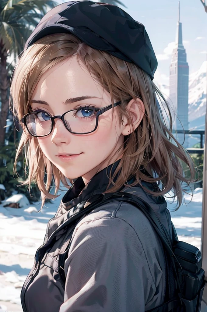 最high quality, high quality, High resolution, high quality texture, high quality shadows, High resolution, Beautiful details, Detailed CG, Detailed Texture, Realistic representation of face, Realistic, colorful, delicate, Cinematic Light, Side light, Lens flare, Ray Tracing, sharp concentrated, (1 Girl,concentrated:1.3), ( Intricate details, compensate, PureErosFaceV1:0.5), (細部まで美しいdelicateな顔, 緻密で美しいdelicateな瞳, Perfect Facial Proportions, Dense skin, Optimal ratio of four fingers to one thumb, Beautiful breasts, Beautiful Hips, Smooth upper abdomen, Blue Eyes Glasses blush Looking up Shy laugh 30 years old Winter clothing Thermal pants Woolen hat gloves Mountaineering backpack Glasses blush Looking up Alaska Glacier Snowstorm adventurous journey Deep love and trust blush Master、really like。love you。