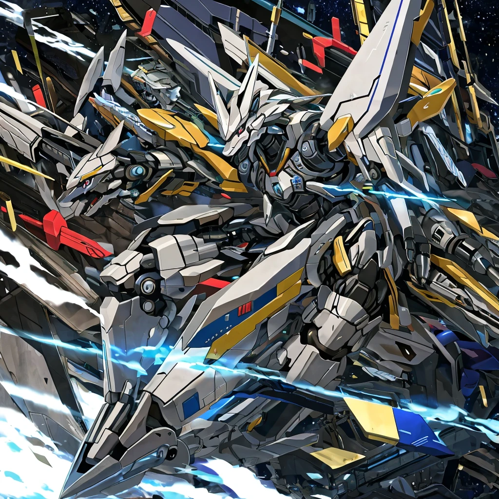 a shiny metallic wolf, detailed anime mecha, highly detailed anime art, intricate mecha dragon, detailed anime digital art, anime abstract art, detailed key animation art, anime mecha aesthetics, detailed anime digital art