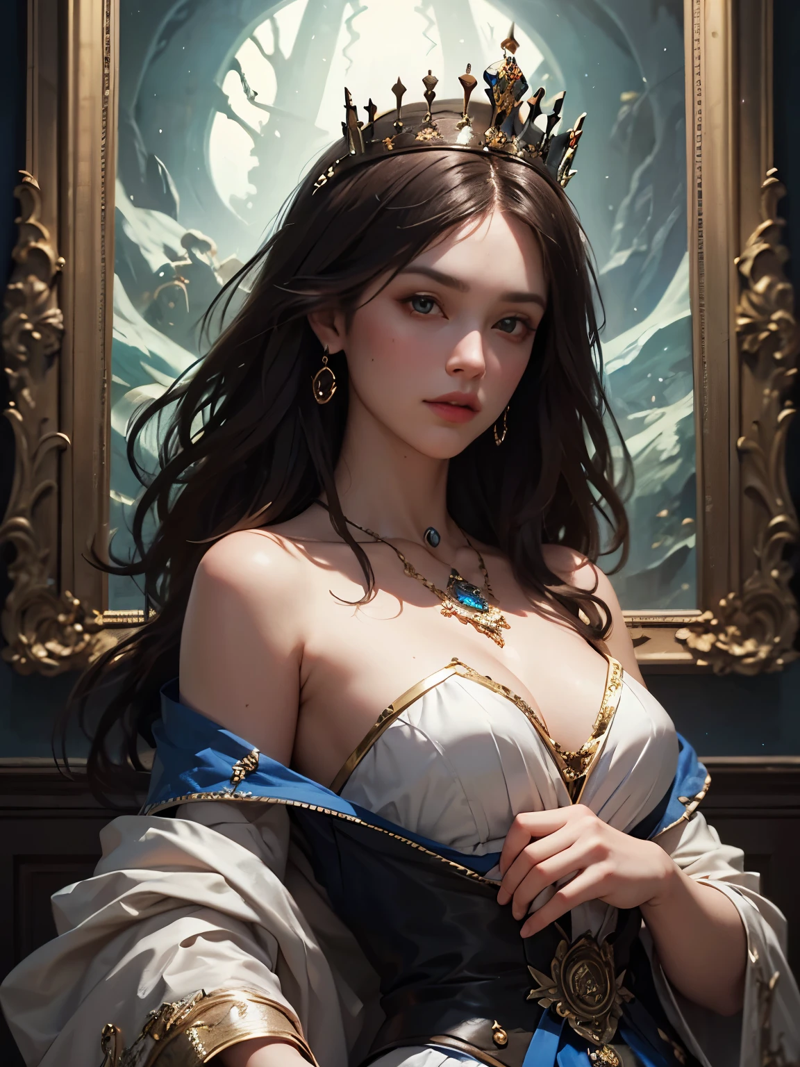 Arte estilo Frank Frazetta,(foto colorida RAW altamente detalhada, obra-prima, ultra detalhada), (Tema pirata medieval:1.3), (corpo inteiro:0.6), sozinho, 1 mulher branca (pele muito clara:1.3), handmade, captain of the ship, Crescer, Robusto, muito forte, um belo cabelo longo negro, olhos vibrantes, (olhos detalhados e rosto detalhado), olhando para o espectador, wearing a bikini made of lion skin with details like shiny rings and leopard tusks, noite de inverno ao fundo, standingn (a bordo de um navio: 1.1), couro e pele clima frio de inverno, beautiful night of overcast sky (nevoeiro: 1.2) (Chuva: 1.1) (inverno: 1.1) (obra-prima: 1.2) (illustration: 1.1) (melhor qualidade: 1.2) (detalhado) (intrincado) (8k) (HDR) (papel de parede) (cinematic lighthing) (foco nítido) (fotografia, soft illumination of dark sky, detalhes suaves, octana, trend artstation, ultra alto detalhe, Ultra realista, cinemactic, 16k, Arte Digital, arte inspirada em The Queen of the Black Coast por Robert Ervin Howard)
