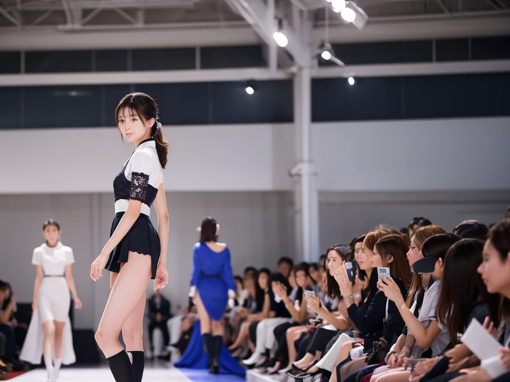 An extremely beautiful Japanese high school girl race queen who highlights her beautiful legs、Photographed walking down the runway at Triumph&#39;s new underwear fashion show、She is an eternal idol who combines a clean look with modern charm.。 She creates such beauty。 She feels her own warmth。 She creates a warm atmosphere。 We create beauty。 That&#39;s what I want to say。 In her full body photo、The figure features porcelain-like skin and golden hair that radiates a soft glow.。 This is probably、It captured the essence of her timeless charm.、This is the best shot ever.。 Each straight line and curve is carefully expressed.、Breathtakingly beautiful with impeccable detail。 This piece perfectly captures her timeless beauty.。 Divine Proportions、Sharp focus、Full-body photo taken by Kishin Shinoyama、high quality、High resolution、Detailed Background
