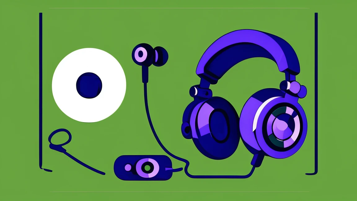 a beautiful detailed music player, a pair of headphones, vector style background, 1girl, detailed eyes, detailed lips, delicate features, photorealistic, 8k, hyper detailed, masterpiece, vibrant colors, dynamic lighting, elegant, cinematic, intricate details, seamless, clean, minimal, modern, stylized, sharp focus