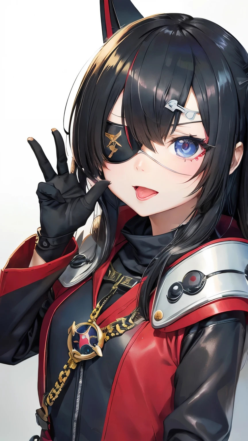 Highest quality、masterpiece、Captain Harlock、Space Pirates、Leiji Matsumoto Manga、break、High resolution、One Girl、cute10Year old girl、Flat Chest、Detailed face、非常に緻密なEye patch、(((Eye patch、ドクロのEye patch)))、(Sticking out tongue)、break、Spaceship cockpit、Enderprise、