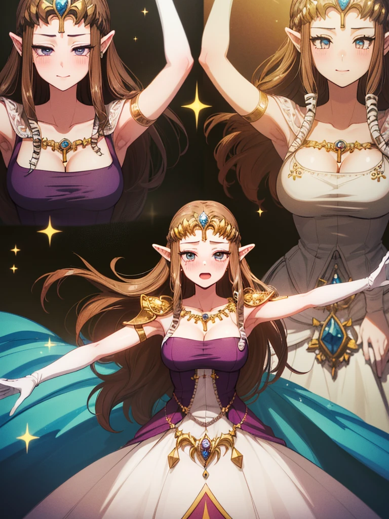 (Expressionless),((((Raise your arms、Show your armpits)))))),((upper body)),((alone)),((Lying in bed)),Anime art style,masterpiece,(Highest quality), (Super detailed),(Very delicate and beautiful),(alone),(Detailed face and eyes),Beautiful eyes like jewels,(A truly gorgeous jeweled ruffled rococo ball gown dress),(((Mature Woman,Queen))),((1 Queen in a beautiful embroidery and jeweled absolutely gorgeous rococo ballgown dress with voluminous full length hoop skirt)),((crinoline)),Very detailedな絶対にゴージャスなロココボールガウンdressとフリルのボリュームのあるフルレングスのフープスカート,((Lots of straight hair,Very long straight hair with great volume,Super long straight hair)),,Cleavage,(bed),length_gloves,Very gorgeous hair ornament,Sparkling、A very gorgeous jewel-encrusted tiara,((Gorgeous Glitter Jewelry)),Full body portrait,((bangs)),((Golden hair ornament)),((((Front Face)))),((((Adult Expressions)))),((((Beautiful Face)))),((((dress)))),((smile)),(((Long Hair)))),((((Straight hair)))),((Cleavage)),((((Dark brown hair)))),Princess Zelda,((chest is slightly exposed)), ((Highest quality)),,(Very detailed) ,((Purple blouse)),((Put your arms behind your back)),Brown Hair,((Embarrassed look)),Blushing, ((Highest quality)), (Very detailed),((detailed)),(((pray))),Nintendo, The Legend of Zelda),Crying face,Blushing,((alone)), ((Highest quality)), (Very detailed), ,