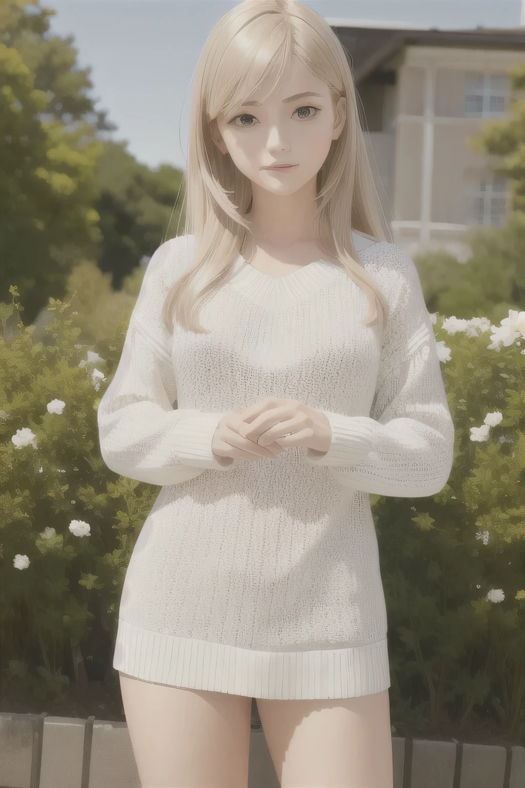 (best quality, masterpiece:1.1), (realistic:1.4), 1girl, cowboy shot, sweater