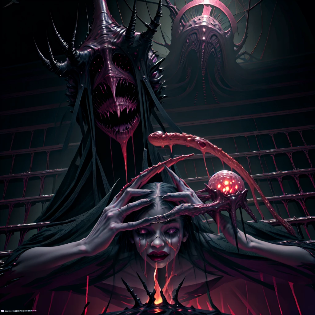 ((best quality image)), ((horror fantasy masterpiece)), (hyper detailed),alluring features((best quality dramatic lighting)), ((shockingly morbid masterpeice ))
A psychotic man embracing  beautiful woman visible intrrnal writhing,spiraling out of body, brain unraveling,striking facial  features, jarring expression, grotesquely beutiful image,Brom+ito+Bacon+ Rockwell artistry, stark, demonic possesion,skin surface raising, phobia, Nightmare inducing, gorey,hyperstylized horror-fantasy , hyperGory,abaritions, tongue slinking,elongated entering her, ghastly, perverse art, harrowing Unsettling, Graphic, Clive Barker ers hellraiser inspired, filth, pornogtaohic,shockingly morbid, sadistic Grins,hypersexual, high res, HD, hyperdetailed Insanity.