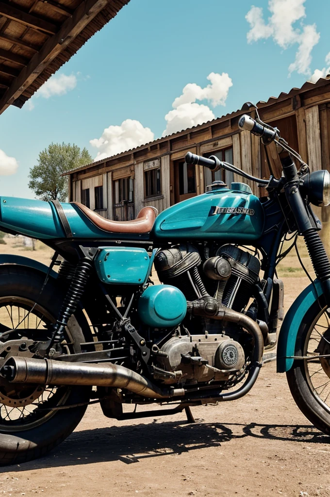 La palabra "steam rider" en un pesado de tela y sobre el una locomotora color turquesa y todo eso en estilo vintage