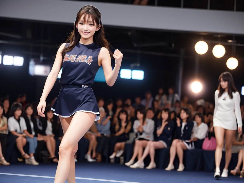 An extremely beautiful Japanese high school girl race queen who highlights her beautiful legs、Photographed walking down the runway at Triumph&#39;s new underwear fashion show、She is an eternal idol who combines a clean look with modern charm.。 She creates such beauty。 She feels her own warmth。 She creates a warm atmosphere。 We create beauty。 That&#39;s what I want to say。 In her full body photo、The figure features porcelain-like skin and golden hair that radiates a soft glow.。 This is probably、It captured the essence of her timeless charm.、This is the best shot ever.。 Each straight line and curve is carefully expressed.、Breathtakingly beautiful with impeccable detail。 This piece perfectly captures her timeless beauty.。 Divine Proportions、Sharp focus、Full-body photo taken by Kishin Shinoyama、high quality、High resolution、Detailed Background
