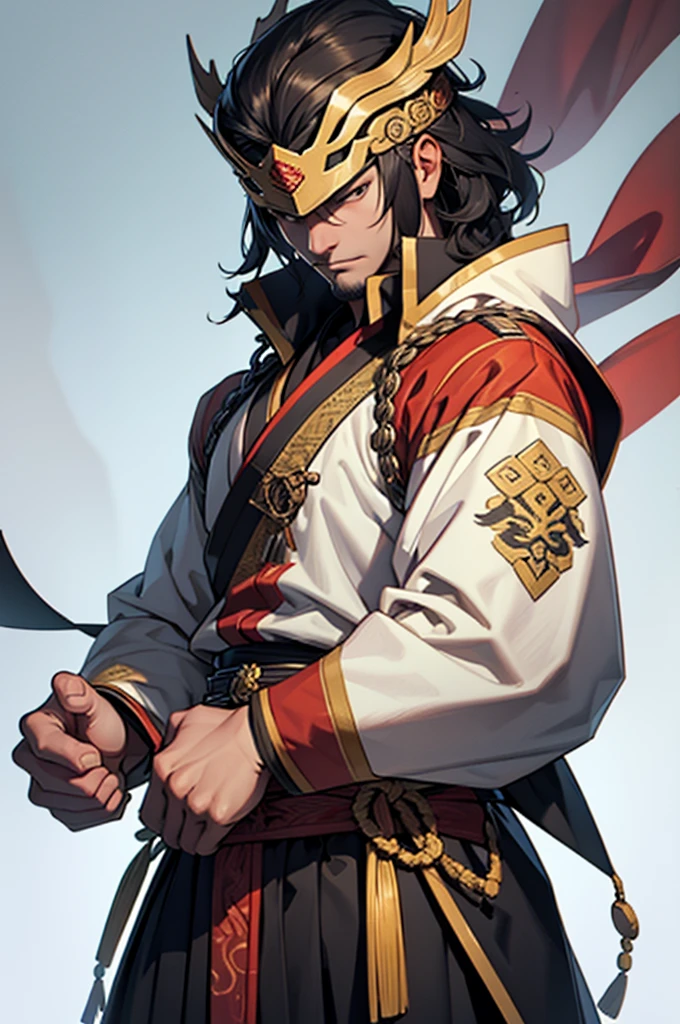 general in chinese armor, detailed description,masterpiece, Three Kingdoms style, 1 male, animation style