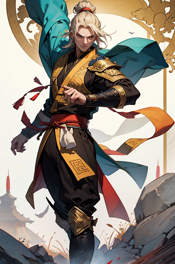 general in chinese armor, detailed description,masterpiece, Three Kingdoms style, 1 male, animation style