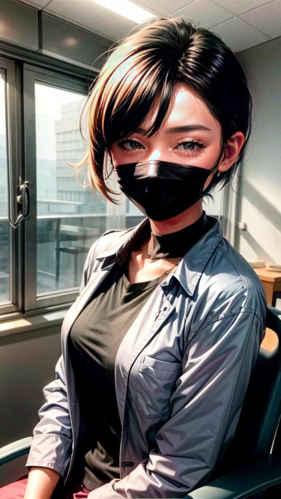 Girl with an eye patch、Hospital waiting room