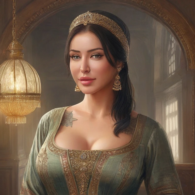 a wide bbw woman, hyper-realistic, high quality, volumetric lighting, highly detailed, award winning photographer, dramatic lighting, beautiful detailed face, beautiful detailed eyes, beautiful detailed lips, flawless skin, luxurious dress, graceful pose, serene expression, lush garden background, vibrant colors, cinematic composition, masterpiece