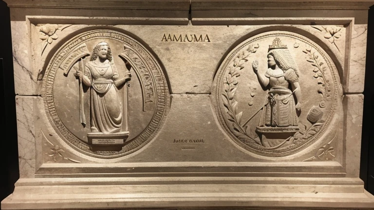 Images of historical artifacts representing the era of Solomon, como moedas antigas, stone inscriptions, or artistic representations based on biblical descriptions.