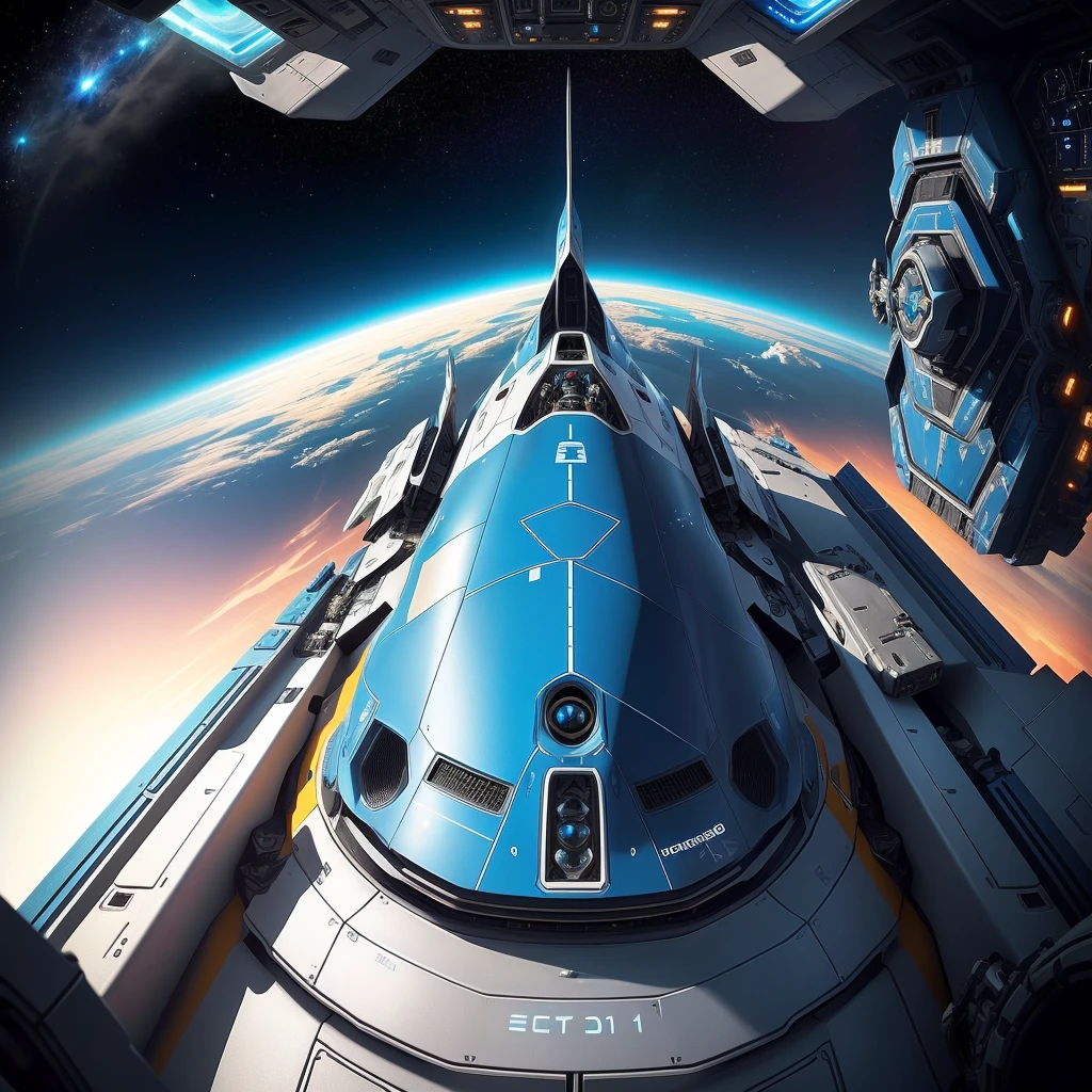spaceship cockpit with view of the earth and sky from the cockpit, in a spaceship cockpit, cockpit view, first-person view, first - person view, first person view, first person screenshot, luminous cockpit, first-person pov, detailed spaceship interior, inside future fighter, first person view perspective, inside a space ship