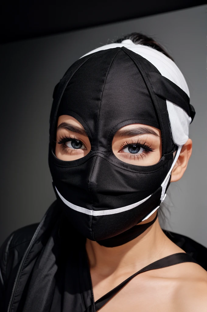 Editor with black mask and white eye and black cloth
