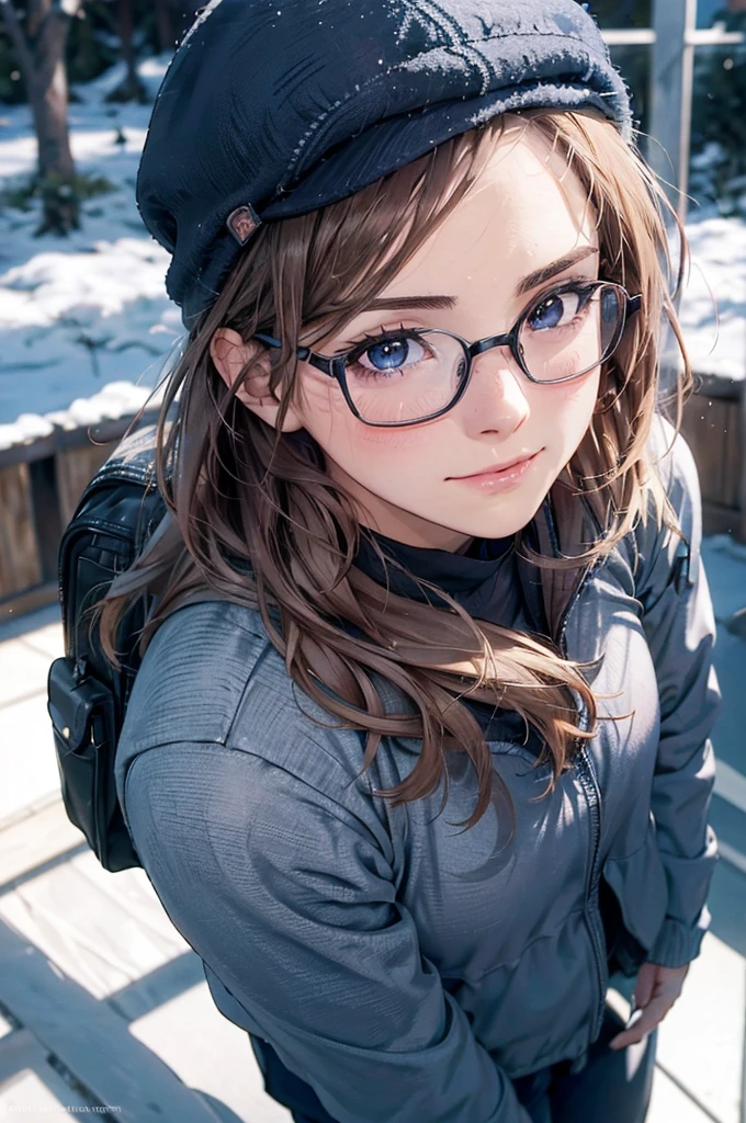 最high quality, high quality, High resolution, high quality texture, high quality shadows, High resolution, Beautiful details, Detailed CG, Detailed Texture, Realistic representation of face, Realistic, colorful, delicate, Cinematic Light, Side light, Lens flare, Ray Tracing, sharp concentrated, (1 Girl,concentrated:1.3), ( Intricate details, compensate, PureErosFaceV1:0.5), (細部まで美しいdelicateな顔, 緻密で美しいdelicateな瞳, Perfect Facial Proportions, Dense skin, Optimal ratio of four fingers to one thumb, Beautiful breasts, Beautiful Hips, Smooth upper abdomen, Tilt,Blue Eyes Glasses blush Looking up Shy laugh 30 years old Winter clothing Thermal pants Woolen hat gloves Mountaineering backpack Glasses blush Looking up Alaska Glacier Snowstorm adventurous journey night Aurora gaze of love, impregnate me, lips of temptation, A sweet smile, 30 years old,