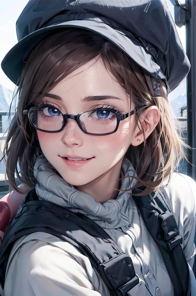 最high quality, high quality, High resolution, high quality texture, high quality shadows, High resolution, Beautiful details, Detailed CG, Detailed Texture, Realistic representation of face, Realistic, colorful, delicate, Cinematic Light, Side light, Lens flare, Ray Tracing, sharp concentrated, (1 Girl,concentrated:1.3), ( Intricate details, compensate, PureErosFaceV1:0.5), (細部まで美しいdelicateな顔, 緻密で美しいdelicateな瞳, Perfect Facial Proportions, Dense skin, Optimal ratio of four fingers to one thumb, Beautiful breasts, Beautiful Hips, Smooth upper abdomen, Tilt,Blue Eyes Glasses blush Looking up Shy laugh 30 years old Winter clothing Thermal pants Woolen hat gloves Mountaineering backpack Glasses blush Looking up Alaska Glacier Snowstorm adventurous journey night Aurora gaze of love, impregnate me, lips of temptation, A sweet smile, 30 years old,