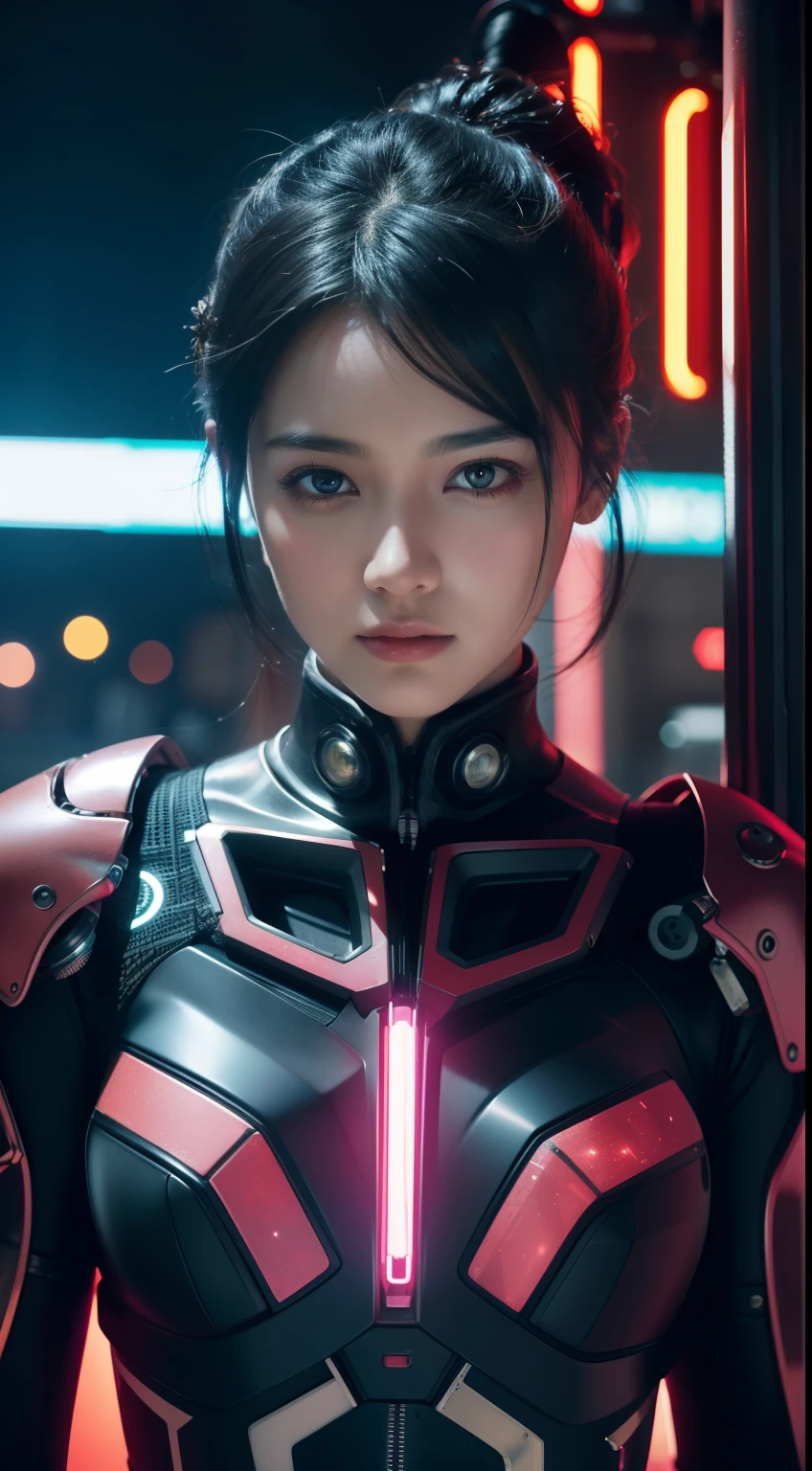 Masterpiece of Unparalleled Quality and Ultra High Resolution, Photorealistic (1.4), showcases a single Mechanical Girl with Black Hair, glossy skin, and richly detailed mechanical limbs, intricately designed ornaments, and components seamlessly integrated with her structure.
The Portrait, rendered with Octane, features Global Illumination and Shadows, creating a realistic and captivating atmosphere. The Model's Purple Eyes, with a subtle glow, reflect intriguing emotions as she faces the camera. Neon details add an electrifying touch to the overall composition, highlighting the Cyberpunk aesthetic.
Mechanical Vertebrae