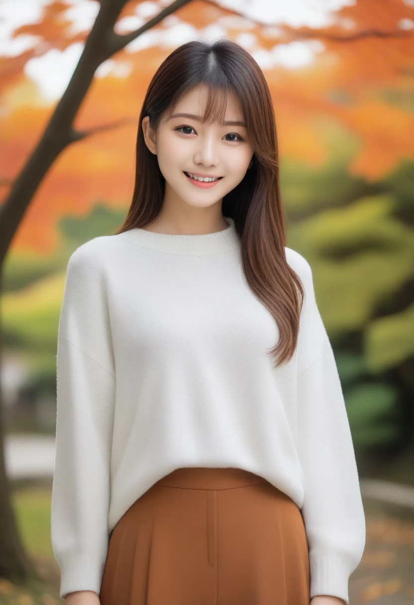 8k, Ultra-high resolution, Highest quality, masterpiece, 三分割法によるphotograph,Surreal, photograph, 1 girl, (16 years old:1.3), pretty girl, Cute face, Beautiful eyes in every detail, 細かくdetailedに,masterpiece,, One Girl:1.2, Japan Female Announcer,whole body,Young Wife,Urban area,street tree,The arrival of autumn,Turtleneck sweater,A scene in mini length,Full of cleanliness,A carefree smile,Healing the heart,Short Bob,Looking at the audience、beauty,Long neck、Laugh a little、Please close your mouth and laugh、(((Ideal body type))),A-cup small breasts :2,、Portraiture:2、Perfect Anatomy、鮮明なdetailed、detailed、Surreal、Light and shadow,Strong light 