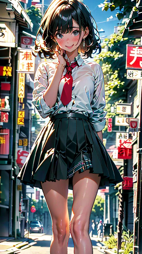 (8k, RAW Photos, 最high quality, masterpiece:1.2), high qualityのRAWカラー写真, Professional photo shoot, Cinematic Light, alone, (((young woman, Gal))), (Sharp features), (Small face), (Skin with attention to detail:1.2), clavicle, Cute face, Beautiful appearance, Long eyelashes,Girl Turning Around, smile, (Black Hair, Long straight line), high school student, Red tie, High 、White shirt, Check skirt, Night Park, Artistic painting,Attractive thighs, loose socks:1.2, sneakers:1.2, (A very fine touch:1.2), (はにかんだsmile), Peaceful atmosphere, Oil painting style, Dark colors, (Are standing:1.5, Inside a convenience store, Full body portrait), Smooth texture, Gazing Eyes, Beautiful Skin, Shiny skin, ((Perfect Fingers, Five Fingers, Anatomically correct)), Background Blur, high quality, Surreal, ((Very detailed, photo shoot)),(Skirt flip、I can see her panties),,(((Skirt flip、Sexy panties are in sight)))、blush、plump、night、深night、Hide your face with one hand、Embarrassed、high school girl