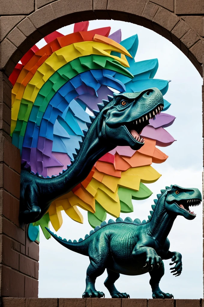 Dinosaurio cagando arcoiris 
