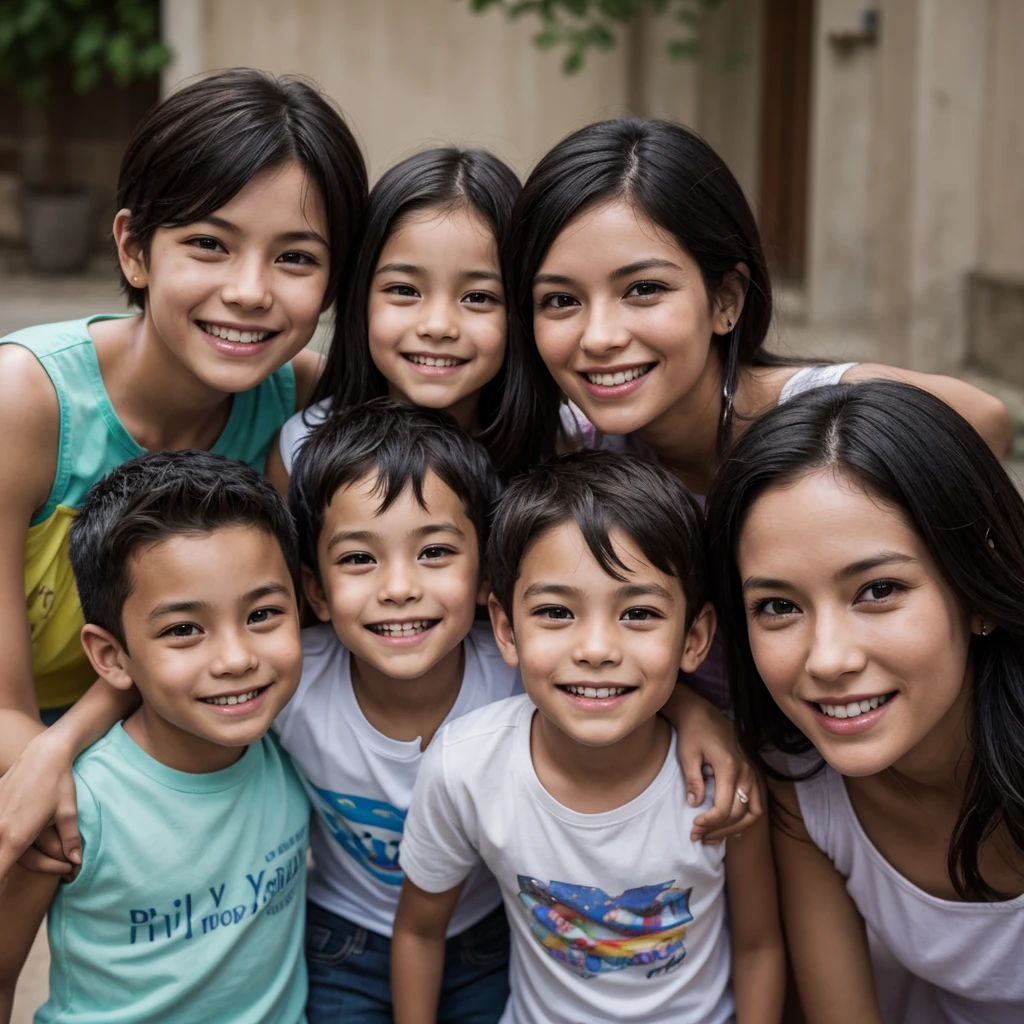 There were 3 people, a woman, a mother, and children, a boy. They are smiling