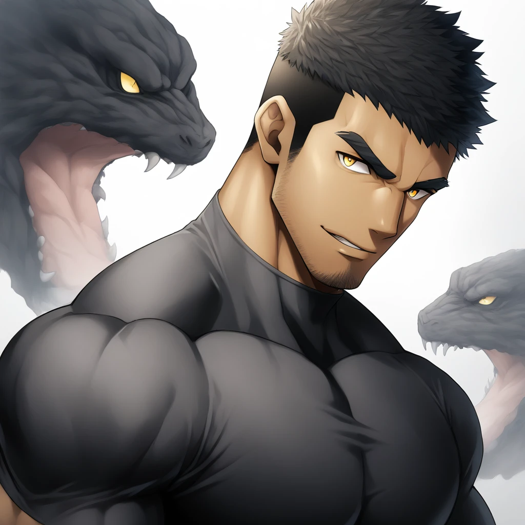 <lora:Fantastic_Landscape-LoRA:0.8> Fantascape , <lora:jjk_fushigurotouji:0.8> fushiguro toji, muscular male, black shirt, short sleeves, pants, monster,
