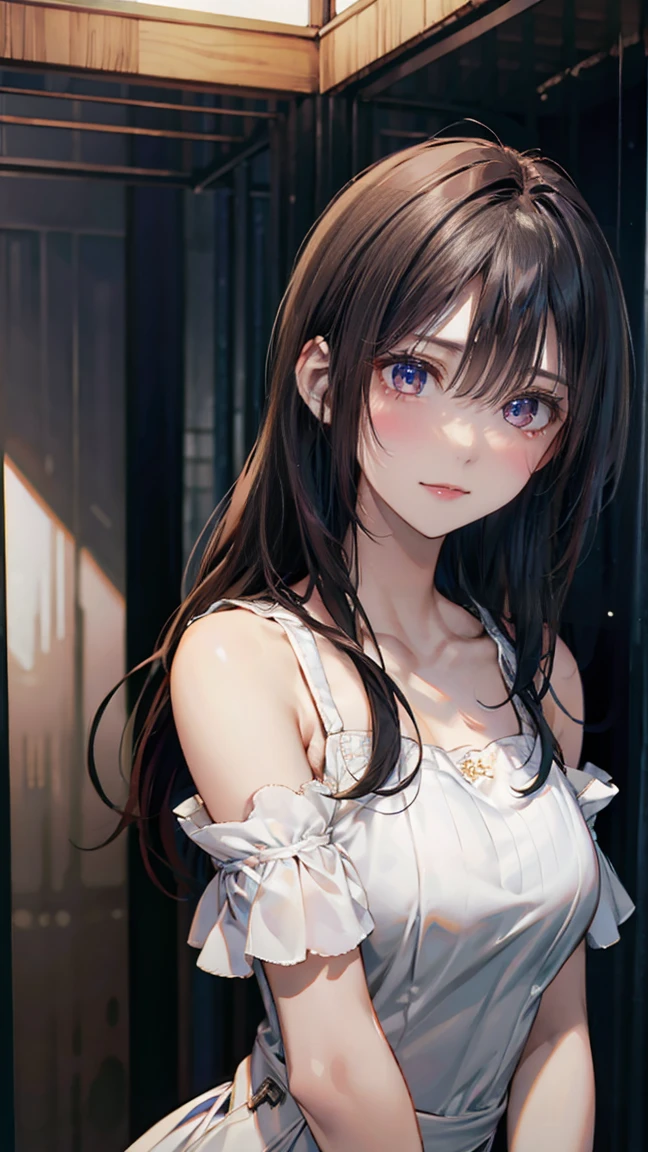 ((Masterpiece)), (Anime:1.3), ((best quality)), (RAW photo: 1.2), (High Definition:1.3), (Professional Photography:1.2), (12 years old),1girl, 8K, cinematic lighting, very messy hair,(portrait), narrow lane, (sunset), Glossy lips, (slightly exposed small breast), (loose white sexy camisole), Slender small breasts,big cute smile, slum townscape, Textured skin, cat ears, pale brown hair, Cute Beautiful girl