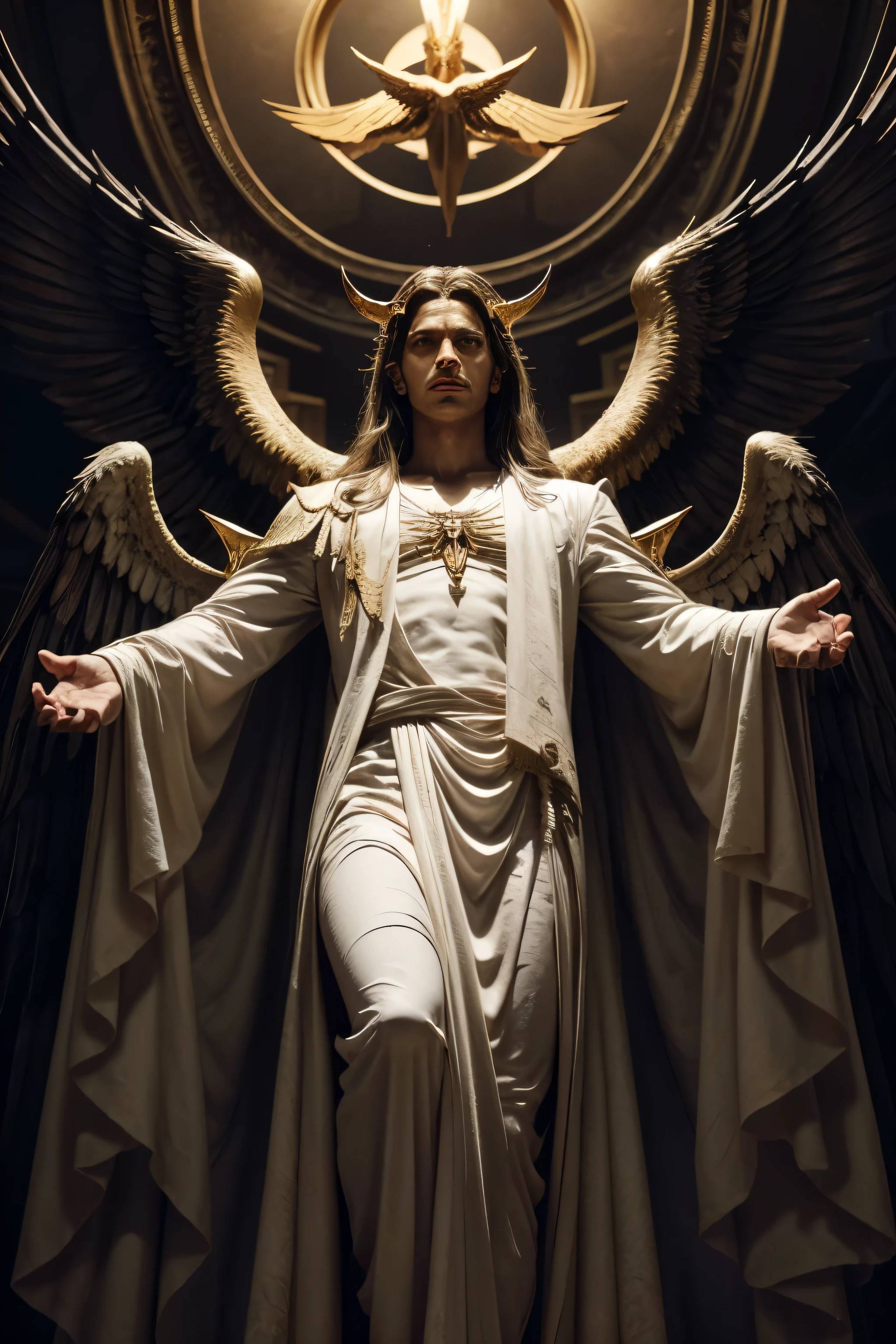 Lucifer was created by God as a "Querubim" perfeito, cheio de sabedoria e esplendor. He played a crucial role in heavenly worship, leading the angelic choirs and serving as guardian of God&#39;s holy mountain,
