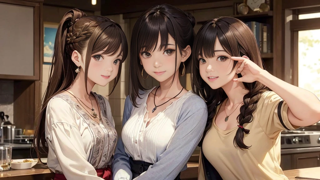(Highest quality:1.2), Super detailed, High resolution, Tabletop:1,2, Vibrant colors, Bokeh, Professional Lighting, Physically Based Rendering, Flat Color:0.8, Fine figure, Realistic:1.37, Shinkai Makoto style, Your name style, Light brown hair, Elegant update,ponytail, Hairstyles such as chignon, Laugh together, Dynamic pose, Selfie, Upper body full sister、necklace、Earrings、bracelet、watch。Your name、Show off your full breasts, Areol、Nipples、I love you 、Bitch、Sloppy、、Pubic hair is visible、The genitals are visible、whole bodyが見える、anime painting、figure。land、whole bodyが見える、All naked、(Highest quality、masterpiece、High resolution)、(Sargent-style watercolor)、(Anime Art)、、((Right beside、横顔のwoman、))、(Detailed depiction of a beautiful face)、Suit jacket、Long sleeve tops、A kind smile、Medium Short Hair、Dark Brown Hair、Braiding、、 information(Highest quality:1.2)、Very detailed、High resolution、masterpiece:1,2、Bright colors、Bokeh、Professional Lighting、Physically Based Rendering、Flat Color:0.8、Fine Illustration、Realistic:1.37、Makoto Shinkai style、Name Style、Light Brown Hair、Elegant update、Short Bob、カジュアルな服を着た3人の若いwoman、Laugh together、Dynamic poselip、cheek(Dark Brown Hair/)bangs、cheek(direction)、(最高masterpiece1.2)繊細なイラストVery detailed、Break Blue Sky、Detailed Background、woman、、A shy smile、Through clenched teeth、Clench your teeth、lip、cheek(Flat Color: 0.8)、(masterpiece: 1,2)、(masterpiece: 1,2)、High resolution、超High resolution、Highest quality、High resolution、Ultra-thin illustration、Makoto Shinkai style、Your Name is Style、long hair、Short Bob、necklace、Earrings、Dynamic pose、Selfie、whole body、Brown Hair、Braiding、Hair Bun、ponytail・Hair Bunスタイル、necklace、Valletta、ribbon、Earrings・アニキュア,。