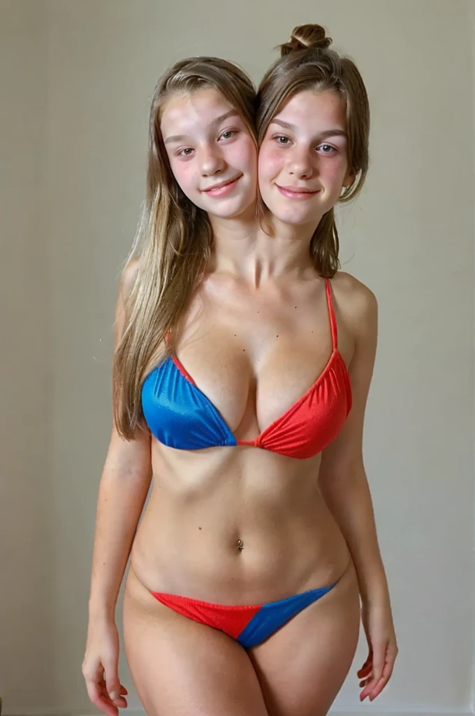 Two headed girl, (one head :1.5), (one head 16 years old