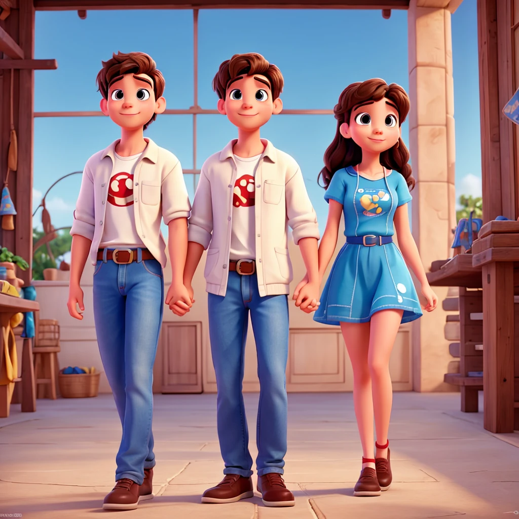 High quality Disney Pixar style young couple