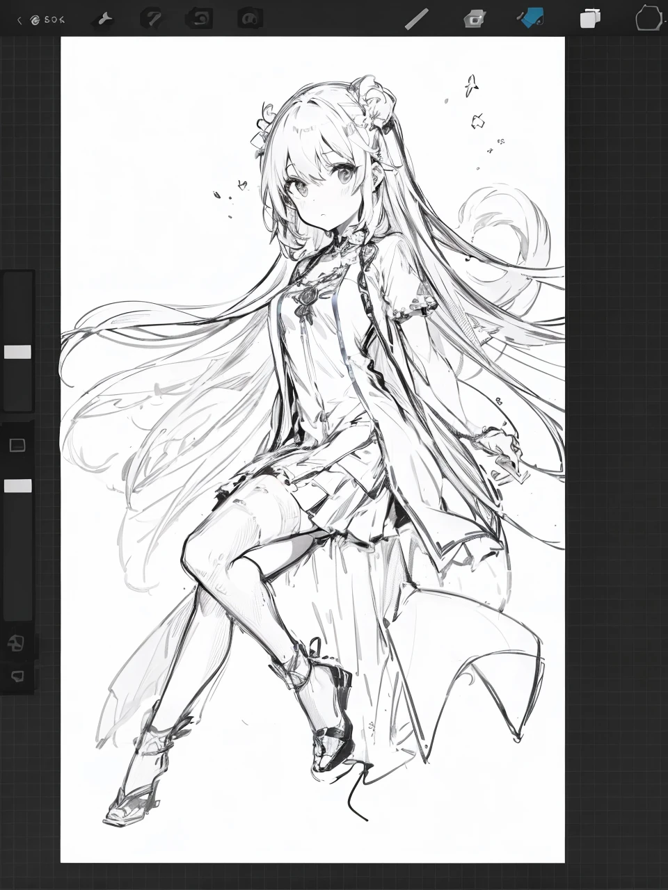 miko dress,big chest,white hair,full body