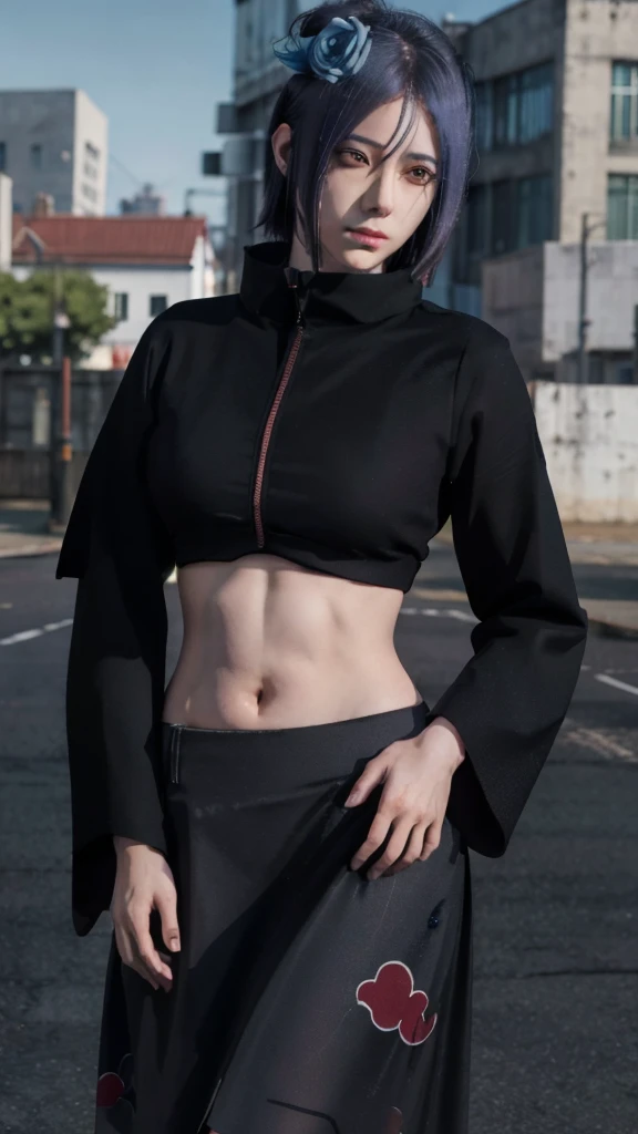 Moisturized skin, (gradient eyes), realistic body, (adult female body), energetic, (16 years old), (girl), crop top,
BREAK,
bright red lipstick, (beautiful navel), (black hair), beautiful hair, (Uchiha Sasuke's clothes), (leather), mini skirt,
BREAK,
((masterpiece + highest quality + high resolution + highly detailed)), (full body: 1.2), symmetrical, one cut,
BREAK,
(electric shock), (wind blows), (blue electricity), (battle stance: 1.4),
BREAK,
assassination, kunai, fantastical, dynamic,