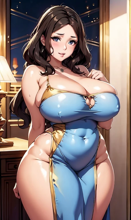 araffe woman in a dress posing for a picture, wearing a cute dress, curvy model, dressed in a beautiful, wearing a wet short dress, curvy hourglass figure, sexy dress, wearing dress, thicc, beautiful full body shot, soft curvy shape, a beautiful woman, in a gorgeous dress