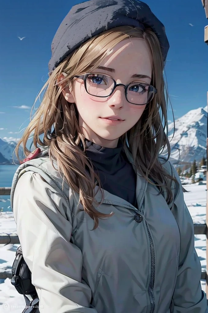 最high quality, high quality, High resolution, high quality texture, high quality shadows, High resolution, Beautiful details, Detailed CG, Detailed Texture, Realistic representation of face, Realistic, colorful, delicate, Cinematic Light, Side light, Lens flare, Ray Tracing, sharp concentrated, (1 Girl,concentrated:1.3), ( Intricate details, compensate, PureErosFaceV1:0.5), (細部まで美しいdelicateな顔, 緻密で美しいdelicateな瞳, Perfect Facial Proportions, Dense skin, Optimal ratio of four fingers to one thumb, Beautiful breasts, Beautiful Hips, Smooth upper abdomen, Tilt,Blue Eyes Glasses blush Looking up Shy laugh 30 years old Winter clothing Thermal pants Woolen hat gloves Mountaineering backpack Glasses blush Looking up Alaska Glacier Snowstorm adventurous journey night Aurora gaze of love, impregnate me, lips of temptation, A sweet smile, 30 years old,
