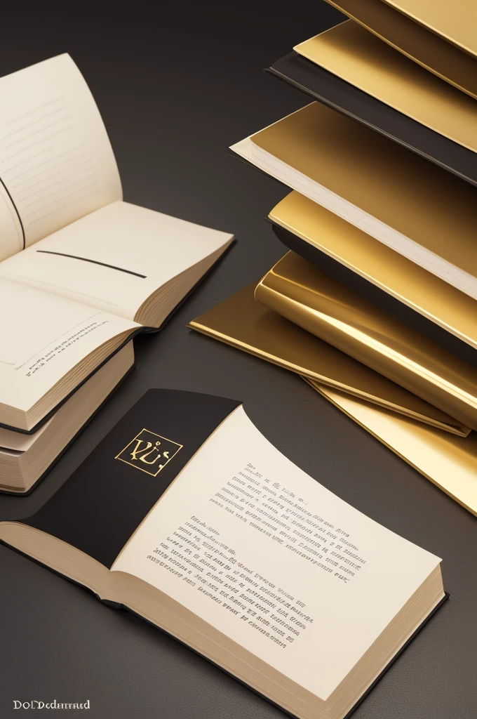 Letras K e A em douradas saindo de um livro minimalista dourado