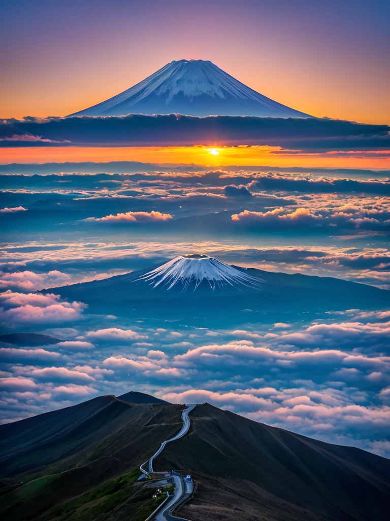 View from the summit of Mount Fuji、sunrise