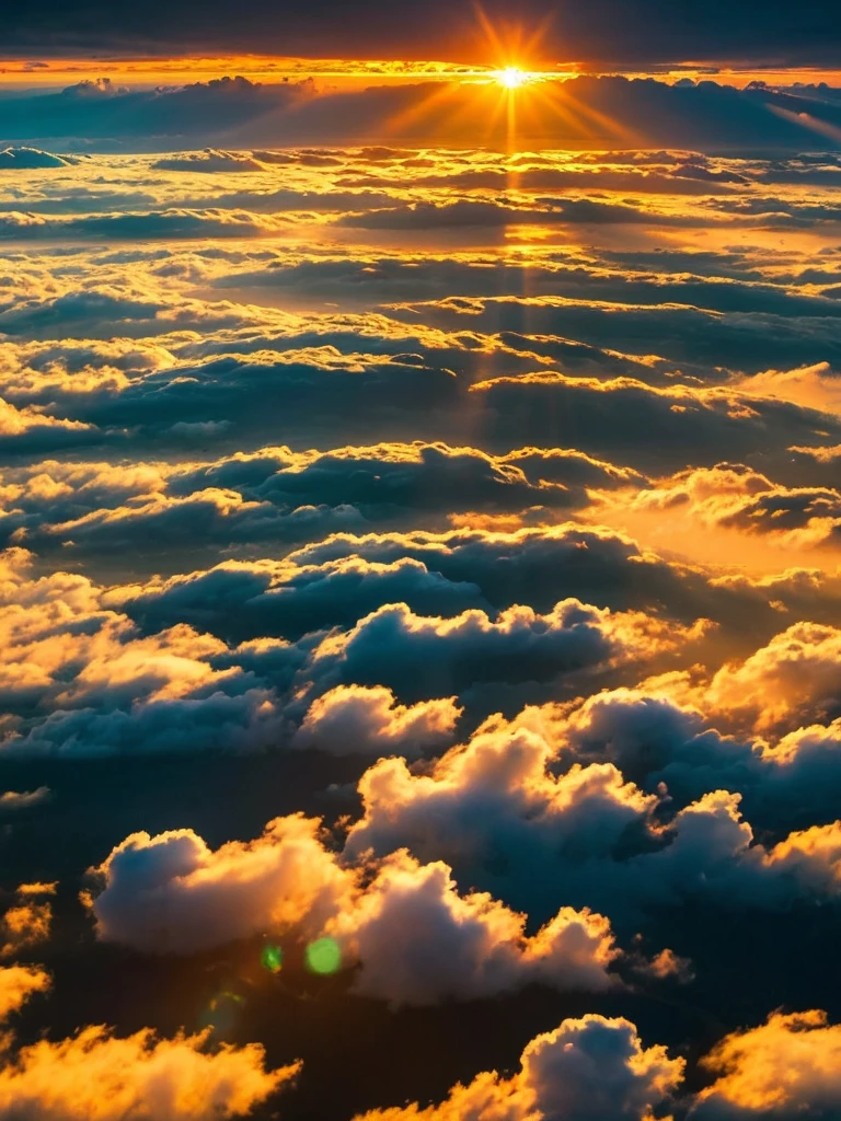 Sunrise seen from a mountain high above the clouds、sea of clouds