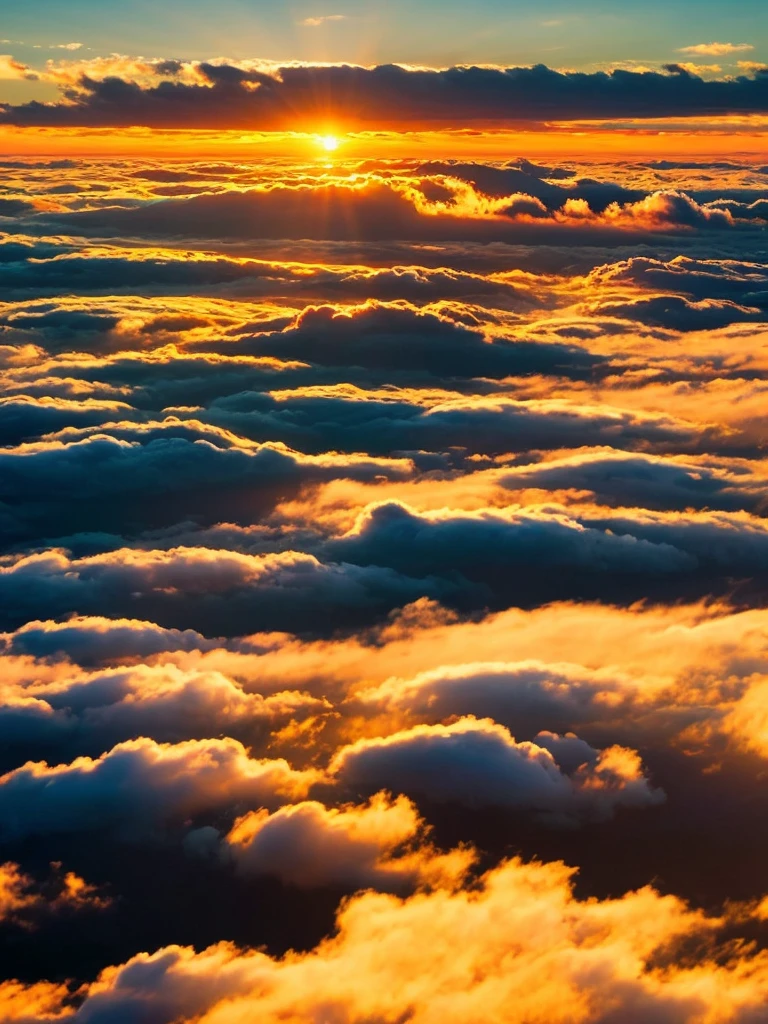 Sunrise seen from a mountain high above the clouds、sea of clouds