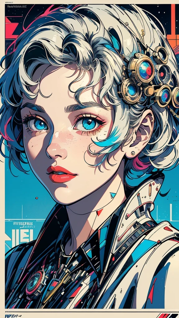 (((masterpiece, highest quality))),(((solo:1.2))),(((1girl:1.2))),32k wallpaper, very detailed, poster, vintage science fiction, 1960s,(((((geometric cinematic movie poster))))), (bauhaus), shape,(((abstract))), mid century modern, movie poster, vintage, Perfect Lady,1970's, halftone, speech bubble,(((portfolio,Close-up))),(((various angle))),(((bust up))),((highlight)),Vast landscape,((((heterochromia)))),(((complete. detailed face))),(((Extremely talented))),(((most complecated machine))),((Overall colorfully))
