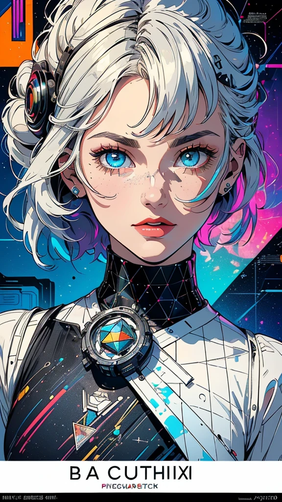 (((masterpiece, highest quality))),(((solo:1.2))),(((1girl:1.2))),32k wallpaper, very detailed, poster, vintage science fiction, 1960s,(((((geometric cinematic movie poster))))), (bauhaus), shape,(((abstract))), mid century modern, movie poster, vintage, Perfect Lady,1970's, halftone, speech bubble,(((portfolio,Close-up))),(((various angle))),(((bust up))),((highlight)),Vast landscape,((((heterochromia)))),(((complete. detailed face))),(((Extremely talented))),(((most complecated machine))),((Overall colorfully))